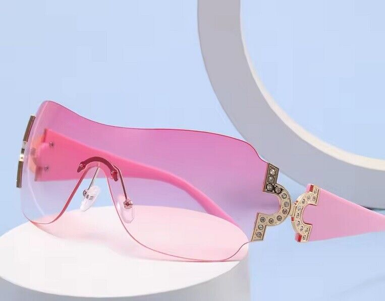 Women's Pink Eyewear Sunglasses Shield Wrap Around Fashion Designer One Lens Shade