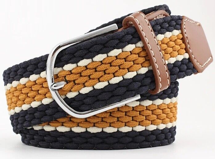 New Men's Women's Belt Unisex Braided Elastic Stretch Fabric Enduring Woven Multicolor Belt