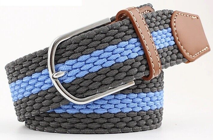 New Men's Women's Belt Unisex Braided Elastic Stretch Fabric Enduring Woven Multicolor Belt