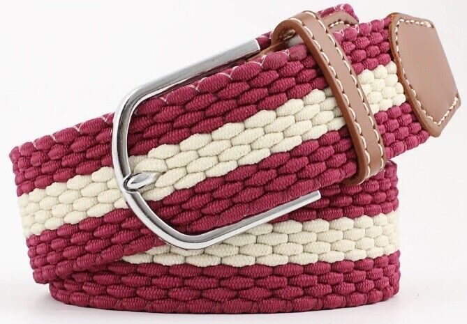 New Men's Women's Belt Unisex Braided Elastic Stretch Fabric Enduring Woven Multicolor Belt