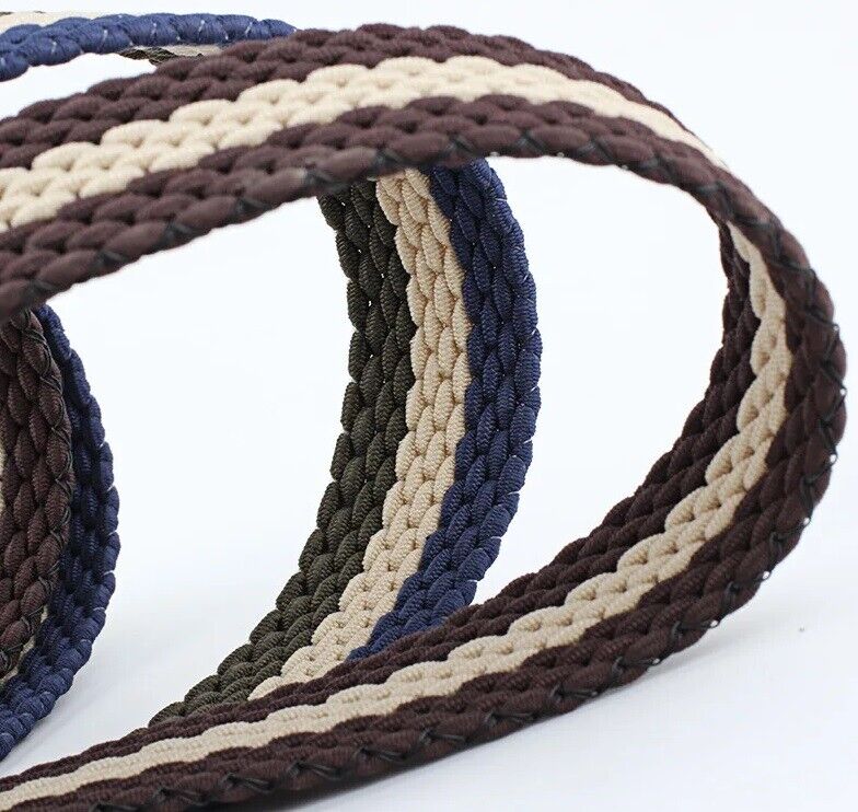 New Men's Women's Belt Unisex Braided Elastic Stretch Fabric Enduring Woven Multicolor Belt