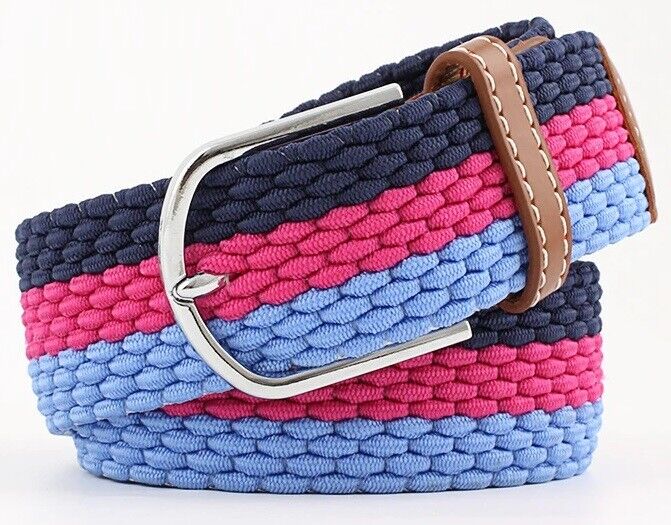 New Men's Women's Belt Unisex Braided Elastic Stretch Fabric Enduring Woven Multicolor Belt