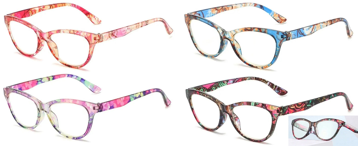 Women's Reading Glasses Floral Flowers Print Eyeglasses Anti Blue Light Readers