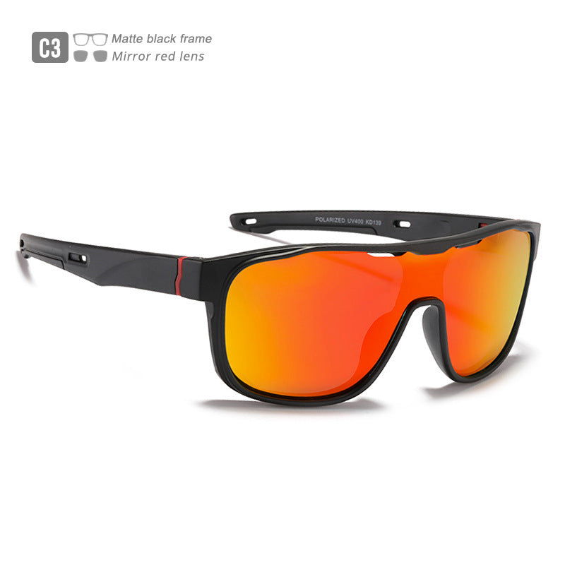 Men's Polarized Sunglasses Shield Sports Style Single Piece Lens Dark and Mirrored Glasses UV400 Protection