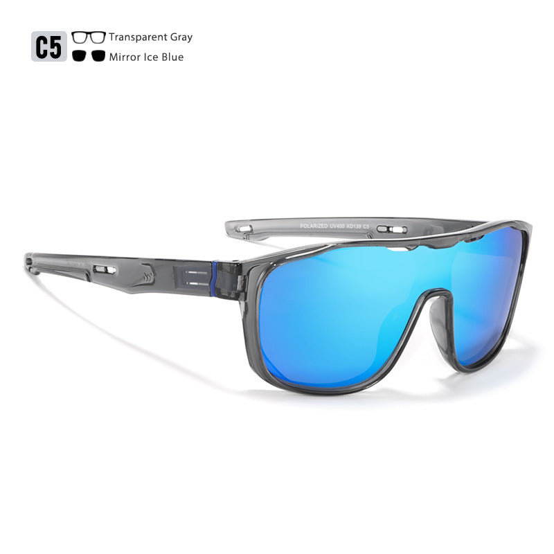 Men's Polarized Sunglasses Shield Sports Style Single Piece Lens Dark and Mirrored Glasses UV400 Protection