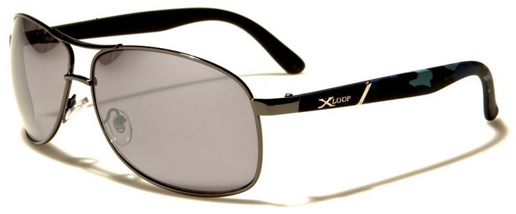 Aviator Men's Camouflage Mirrored Lens Sunglasses- Multi-color Frame Army Style Shades