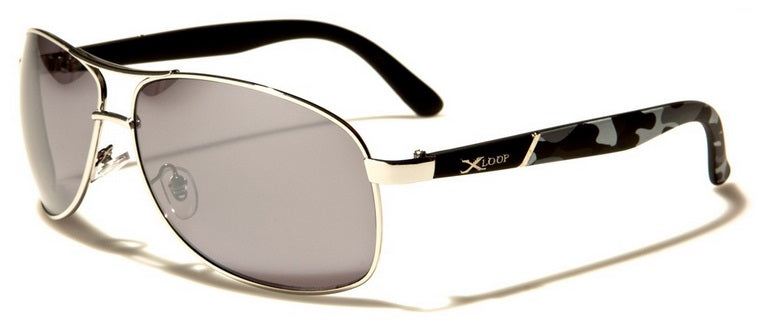 Aviator Men's Camouflage Mirrored Lens Sunglasses- Multi-color Frame Army Style Shades