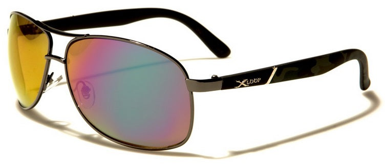 Aviator Men's Camouflage Mirrored Lens Sunglasses- Multi-color Frame Army Style Shades