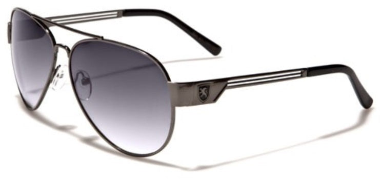 Aviator Men Sunglasses Smoke Lens Gunmetal Black Temples