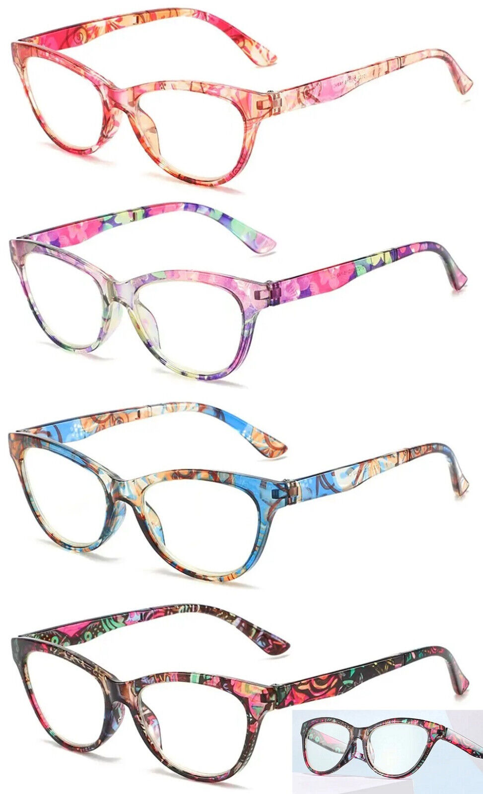 Women's Reading Glasses Floral Flowers Print Eyeglasses Anti Blue Light Readers