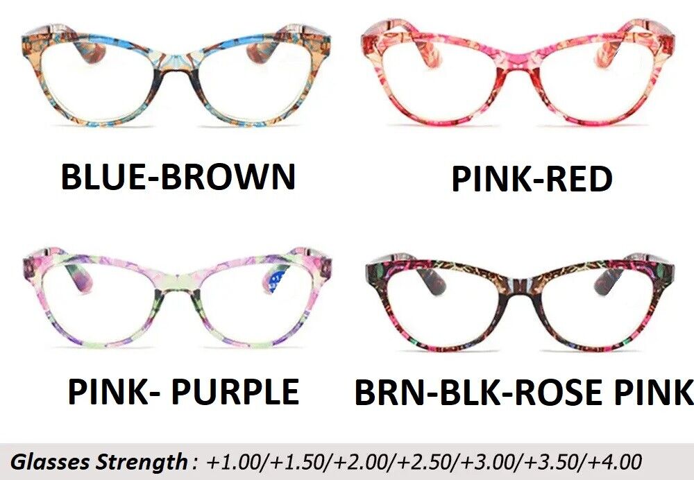 Women's Reading Glasses Floral Flowers Print Eyeglasses Anti Blue Light Readers