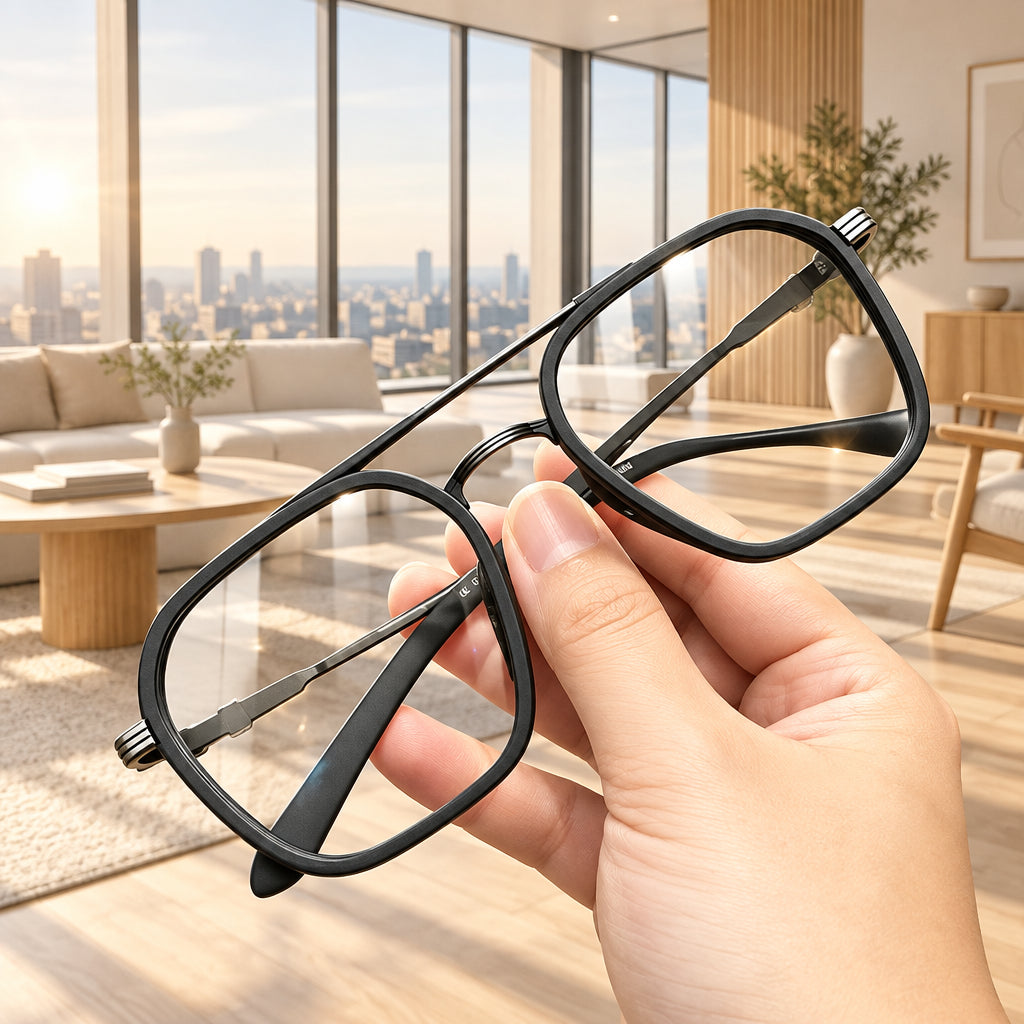 Mens Myopia Glasses  Polygon Computer Eyeglasses Women Fashion Oversized Metal Frame Anti Fatigue Eyewear NearSighted 0 To -600