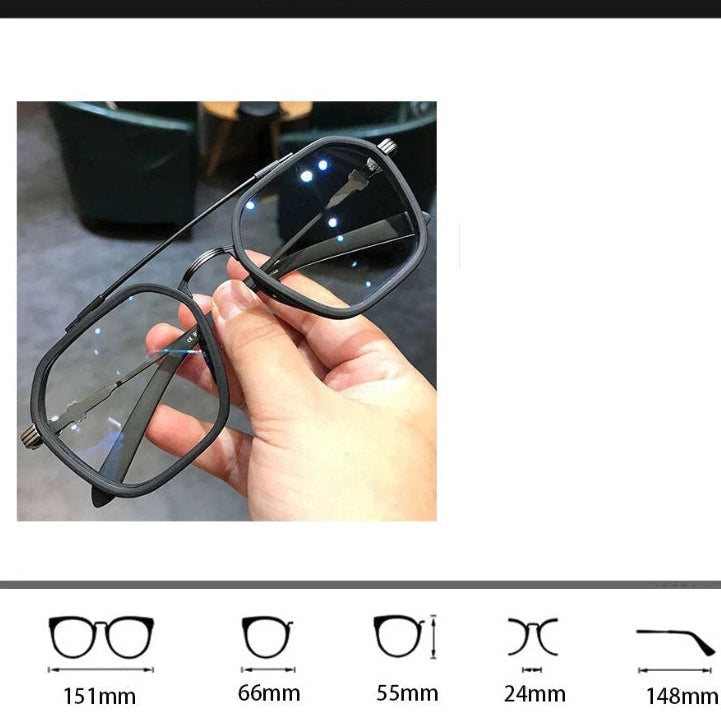 Men's Women's Myopia Glasses Double Bridge Polygon Computer Eyeglasses Fashion Oversized Metal Frame Anti blue light Fatigue Eyewear 
