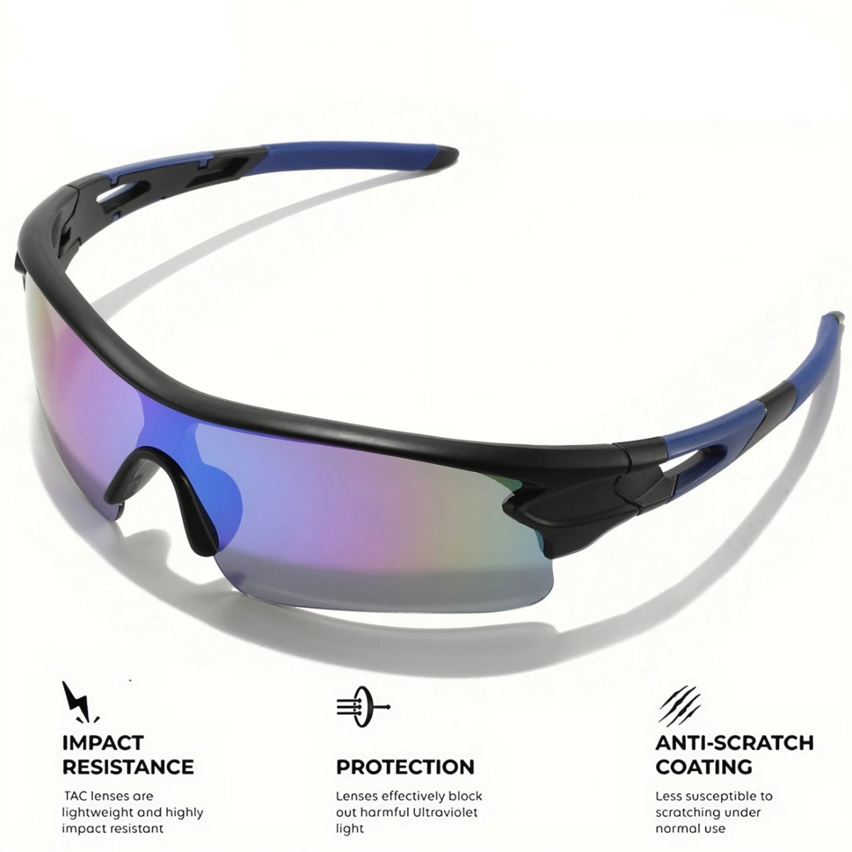 Sports Sunglasses- Men's Women's Unisex- Multicolor  - Single Piece Wraparound Lens- Running, Cycling & Outdoor Glasses