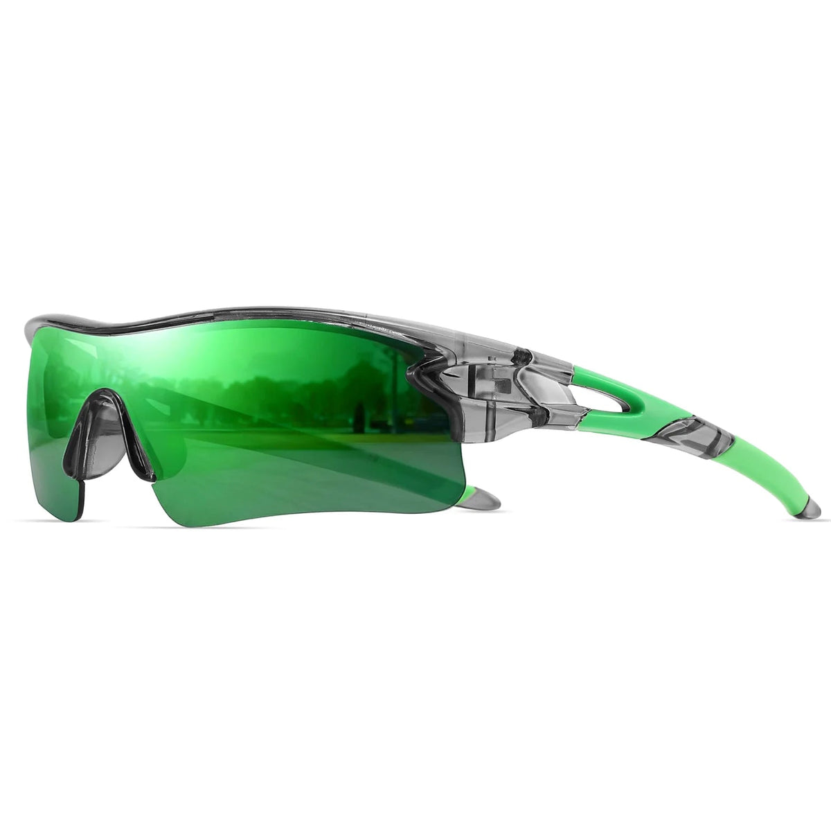 Green Gray Frame with Green Mirrored Lens Sunglasses for Men Women Unsiex