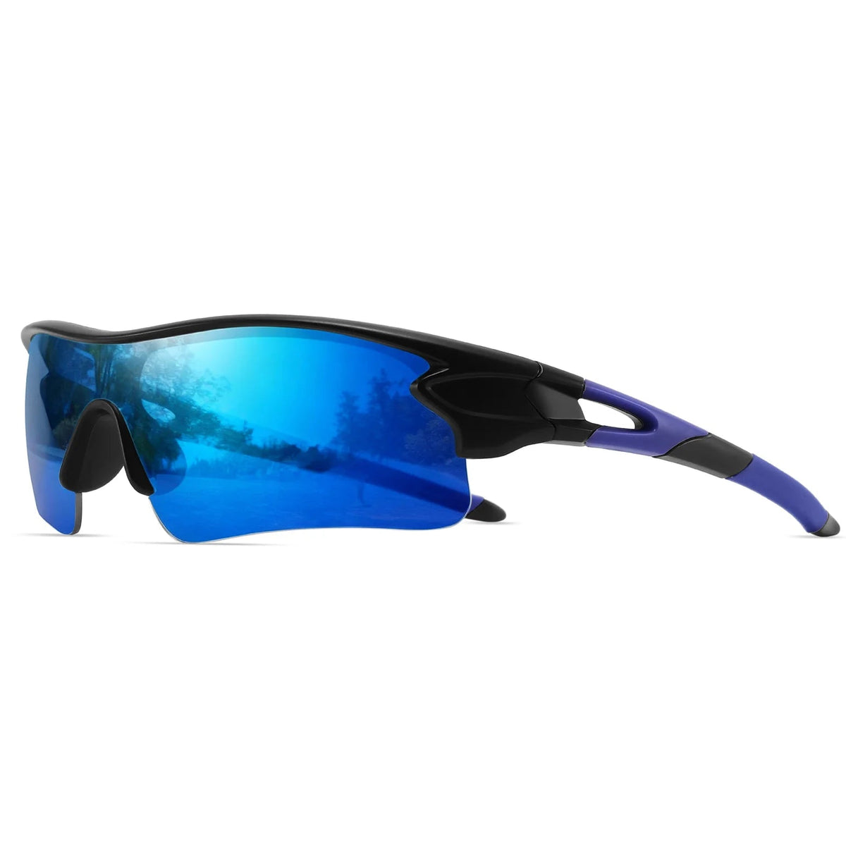 Royal Blue Black Sunglasses with Blue Mirrored Lens for Men Women Unsiex Glasses