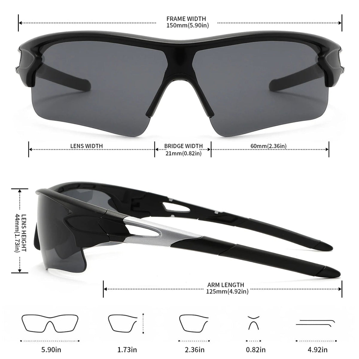 Sports Sunglasses- Men's Women's Unisex- Multicolor  - Single Piece Wraparound Lens- Running, Cycling & Outdoor Glasses