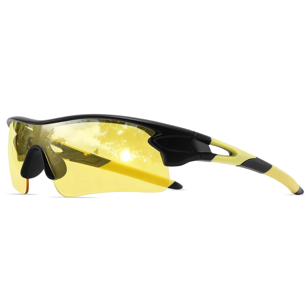 Night Vision Lens with Yellow and Black Frame Sunglasses for Men Women Unisex