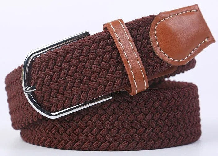 New Men's Women's Unisex Belt Braided Woven Elastic Stretch Fabric Enduring in Different Waist Sizes