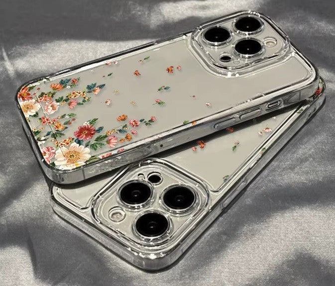 For iPhone 18 17 16 15 14 13 12 Case Pro Max Floral Flowers Print Slim Soft Skin Clear Transparent Cover