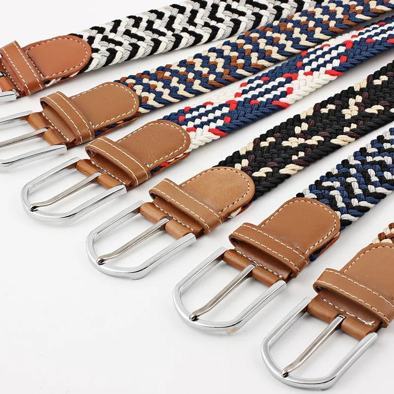 New Men's Women's Unisex Belt Braided Woven Elastic Stretch Fabric Enduring in Different Waist Sizes