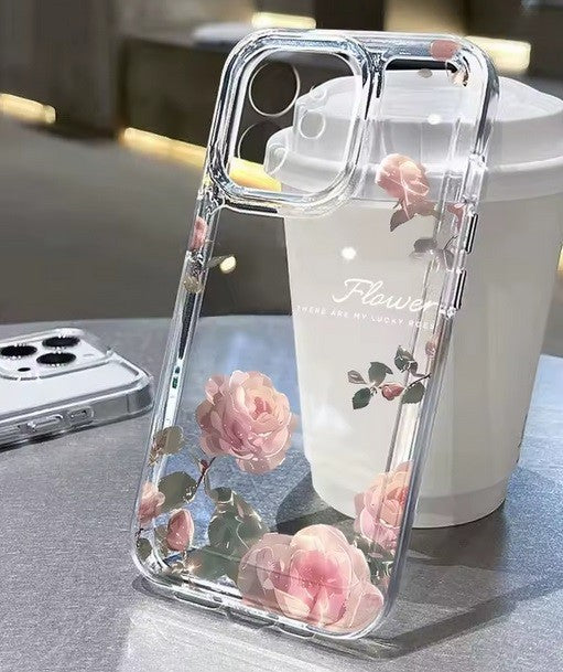 For iPhone 18 17 16 15 14 13 12 Case Pro Max Floral Flowers Print Slim Soft Skin Clear Transparent Cover