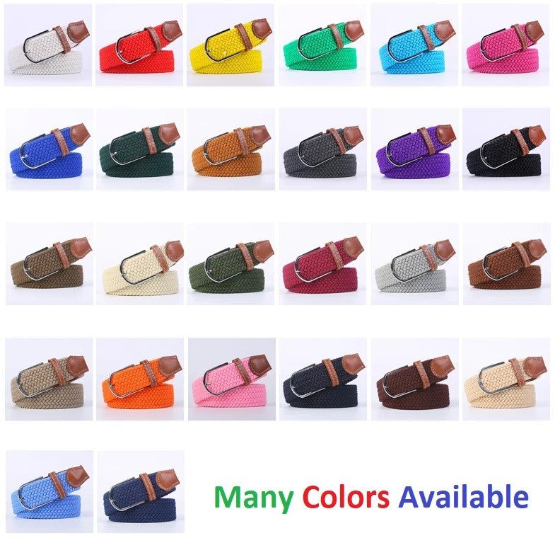 New Men's Women's Unisex Belt Braided Woven Elastic Stretch Fabric Enduring in Different Waist Sizes
