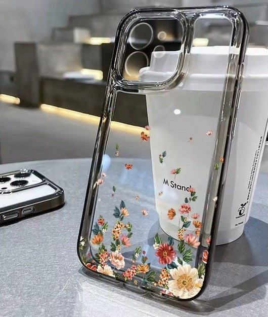 For iPhone 18 17 16 15 14 13 12 Case Pro Max Floral Flowers Print Slim Soft Skin Clear Transparent Cover