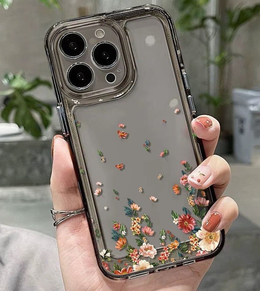 For iPhone 18 17 16 15 14 13 12 Case Pro Max Floral Flowers Print Slim Soft Skin Clear Transparent Cover