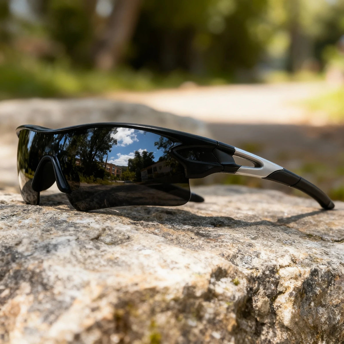 2PCS Unisex Men Women Sunglasses Mirrored Single-Piece Lens for Sports Cycling Hiking Biking