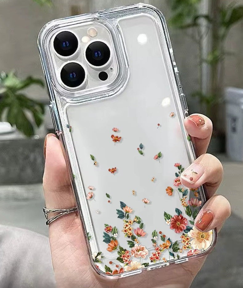 For iPhone 18 17 16 15 14 13 12 Case Pro Max Floral Flowers Print Slim Soft Skin Clear Transparent Cover