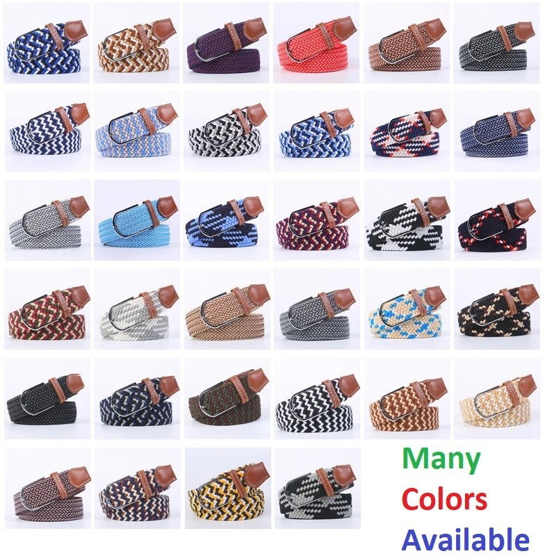 New Men's Women's Unisex Belt Braided Woven Elastic Stretch Fabric Enduring in Different Waist Sizes