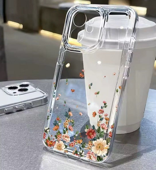 For iPhone 18 17 16 15 14 13 12 Case Pro Max Floral Flowers Print Slim Soft Skin Clear Transparent Cover