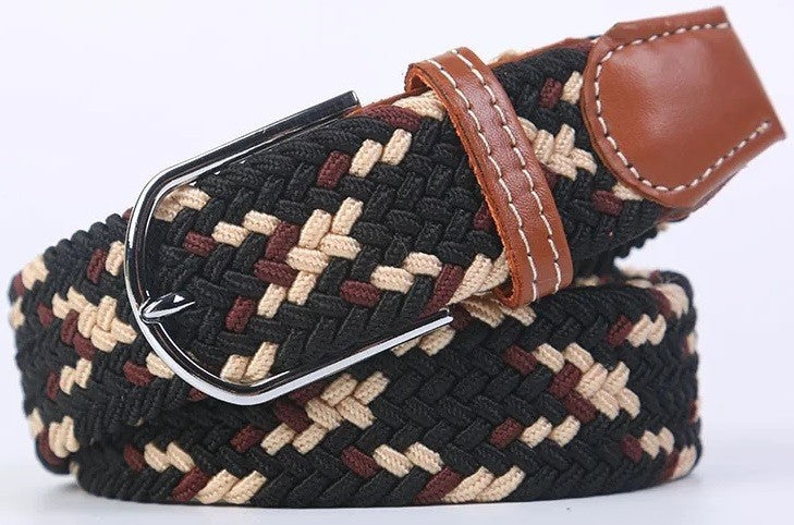 New Men's Women's Unisex Belt Braided Woven Elastic Stretch Fabric Enduring in Different Waist Sizes