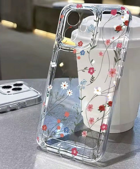 For iPhone 18 17 16 15 14 13 12 Case Pro Max Floral Flowers Print Slim Soft Skin Clear Transparent Cover