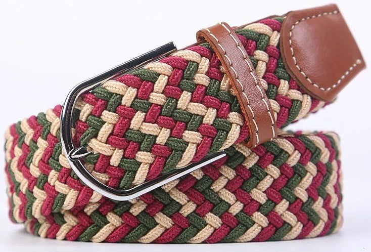 New Men's Women's Unisex Belt Braided Woven Elastic Stretch Fabric Enduring in Different Waist Sizes