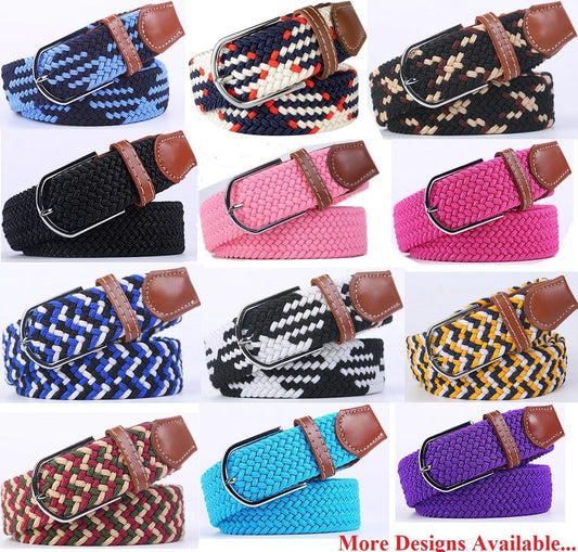 New Men's Women's Unisex Belt Braided Woven Elastic Stretch Fabric Enduring in Different Waist Sizes