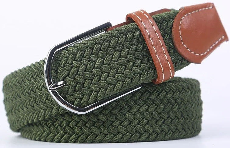 New Men's Women's Unisex Belt Braided Woven Elastic Stretch Fabric Enduring in Different Waist Sizes