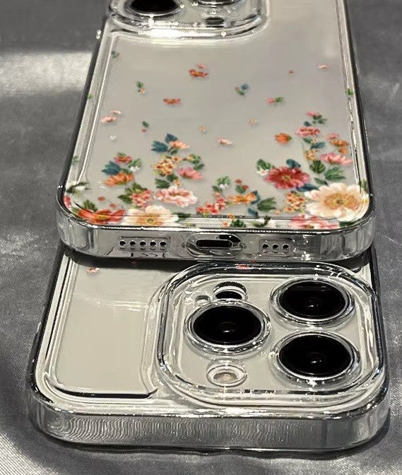 For iPhone 18 17 16 15 14 13 12 Case Pro Max Floral Flowers Print Slim Soft Skin Clear Transparent Cover