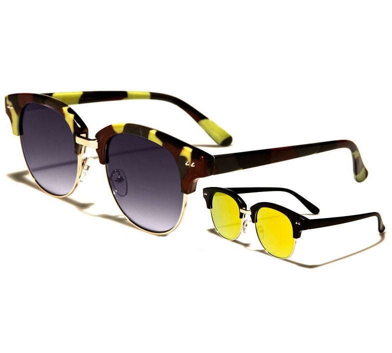 Men's Women's Classic Sunglasses- Round Mirrored Lens Fashion Eyewear UV400 Protection