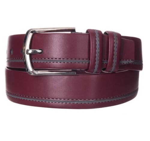 Men's Leather Dress Belt - Burgandy Color Sizes: Medium Large XL