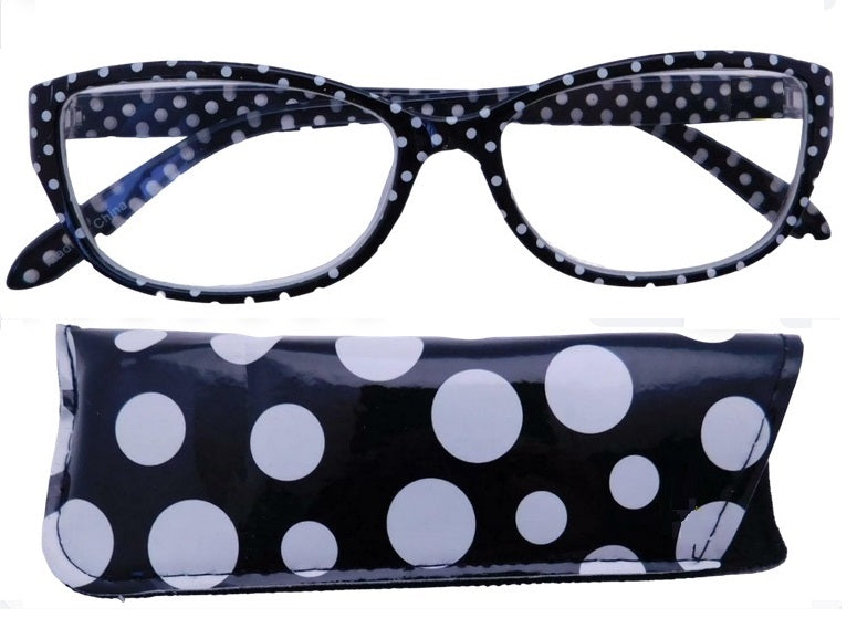 Reading Glasses for Women Black Frame - Polka Dot Design Fashion Readers