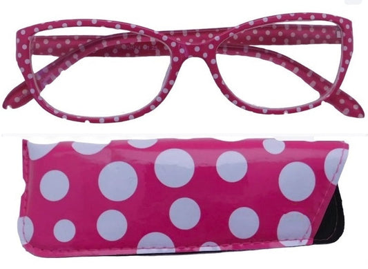 Women's Polka Dot Reading Glasses- Pink Fashion Readers
