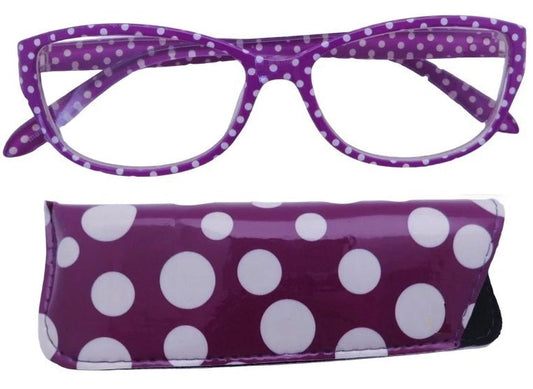 Women's Purple Reading Glasses- Polka Dot Design Fashion Readers