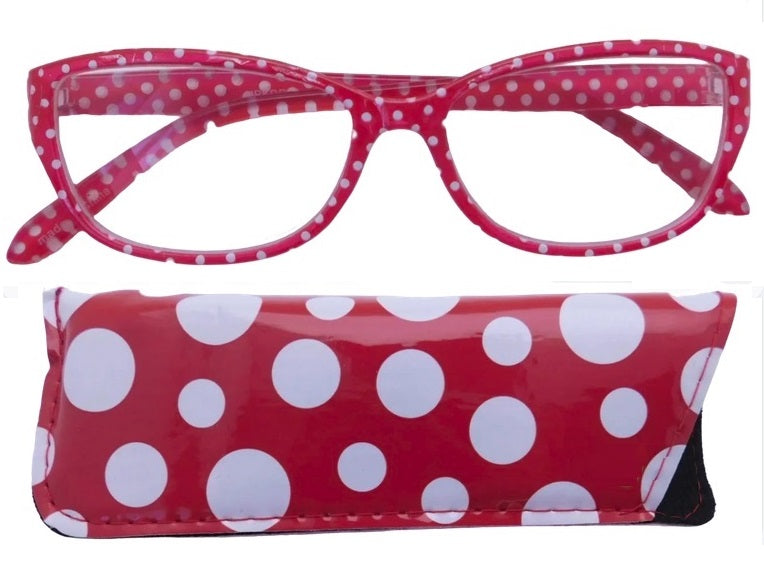 Women's Reading Glasses with Polka Dot Design- Red Fashion Readers